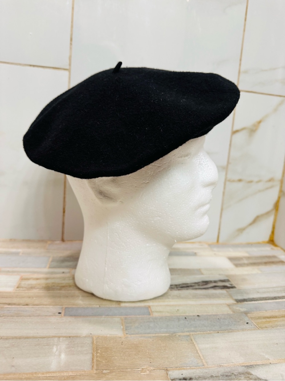 Vintage Betmar Black Wool French Beret Made in France Classic Parisian Hat 6 7/8 - Picture 6 of 8